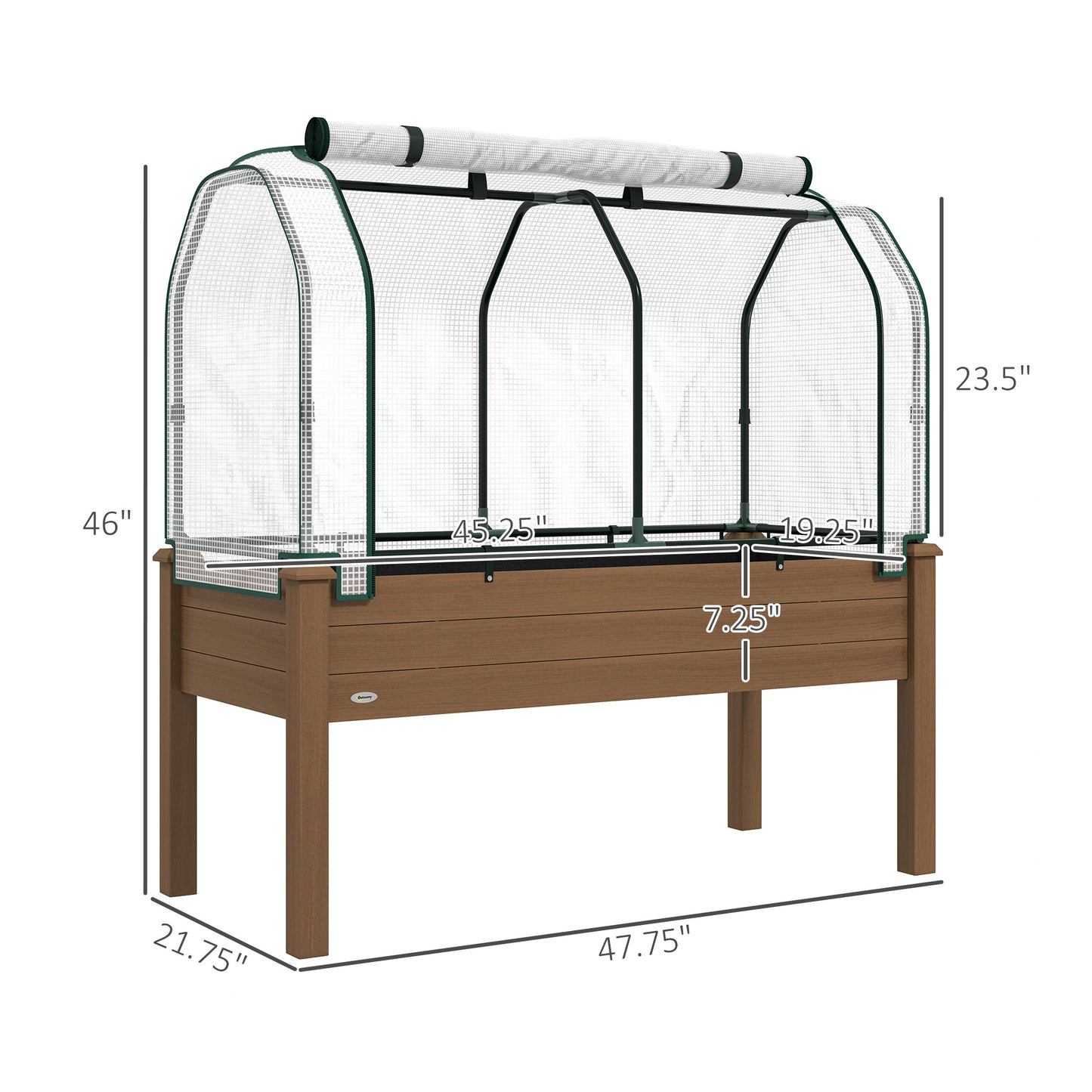 Raised Garden Bed with PE Greenhouse Cover - Outdoor Planter Box for Herbs & Vegetables 48x22x46 Inches