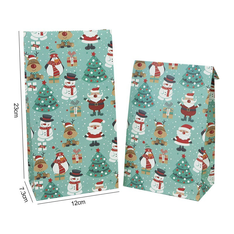 Christmas Printed Kraft Paper Candy & Biscuit Bags - Holiday Party Supplies