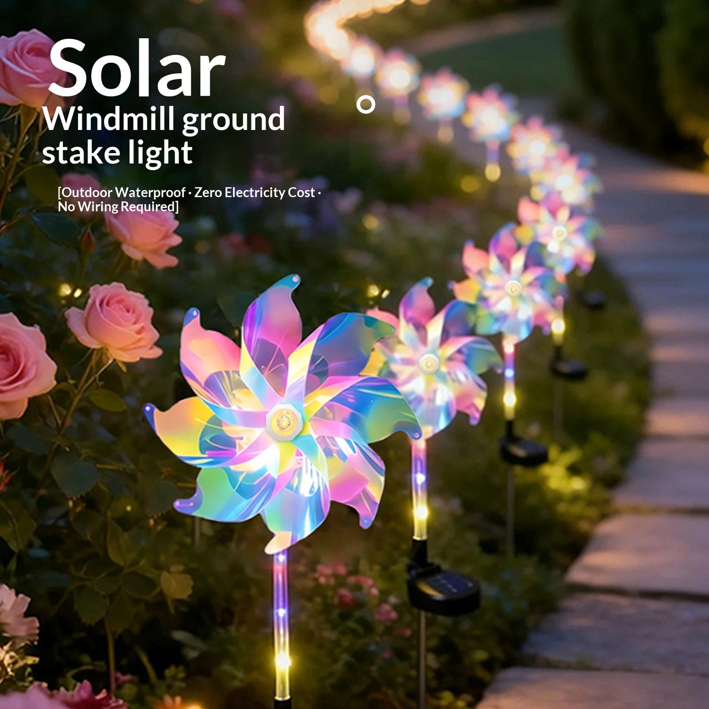 LED Solar Windmill Light for Garden & Home Decor, IP44 Waterproof