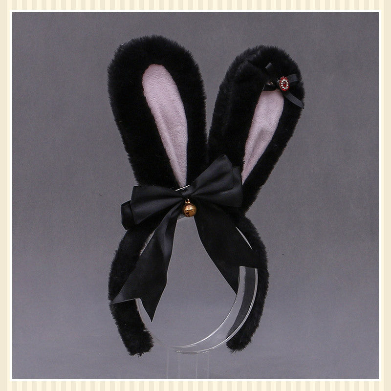 Animal Ears Headband with Bowknot Plush Rabbit Design for Cosplay & Fashion