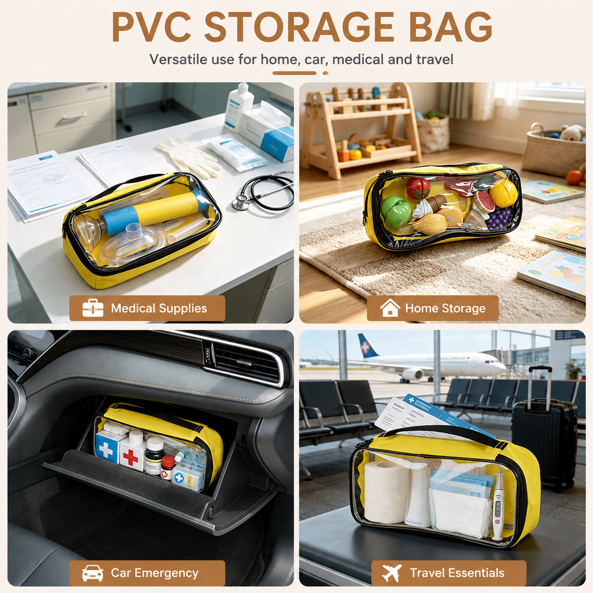 Waterproof Towel & Clothes Storage Bag for Swimming Gym Beach Travel - Yellow