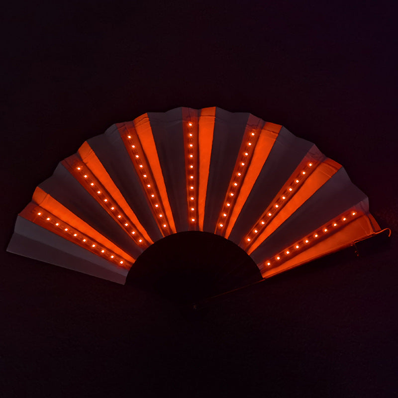 LED Luminous Folding Fan with Color Changing Lights - Adjustable Size & Remote Control