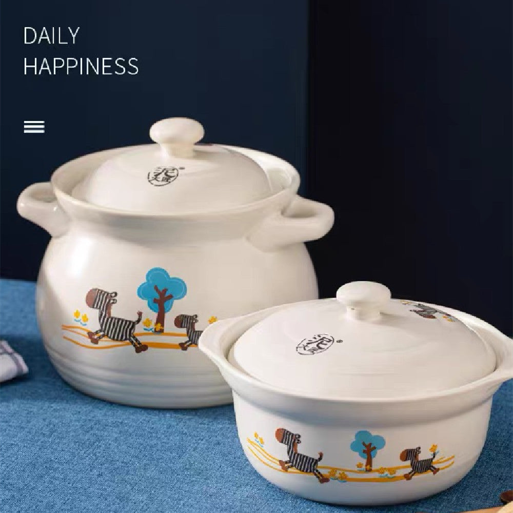 High-Temperature Ceramic Casserole Stew Pot with Cover - Kitchen & Home Storage