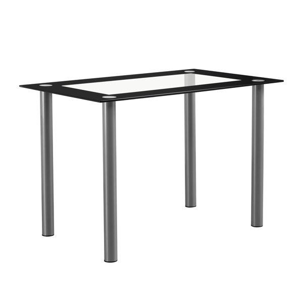 110cm Tempered Glass Dining Table with Stainless Steel Frame