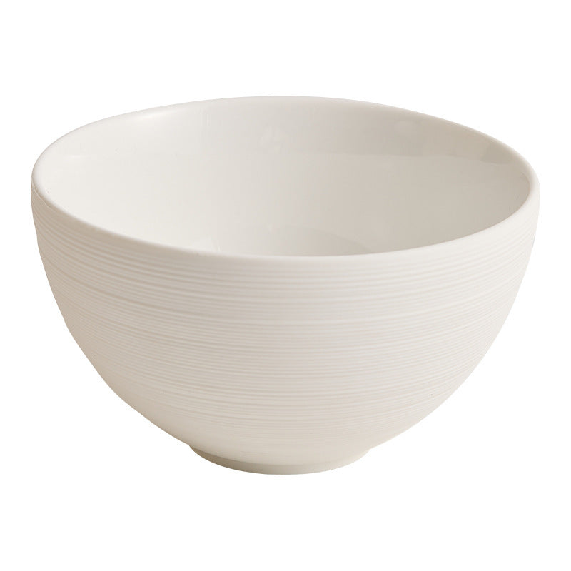 Minimalist Textured White Ceramic Rice Bowl - 4.5 & 5 Inch Options