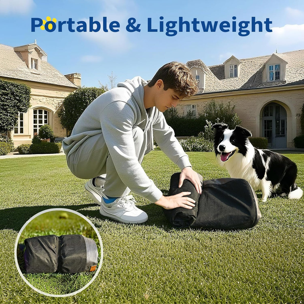 Inflatable Waterproof Dog Bed with Removable Washable Cover for Outdoor & Travel Use