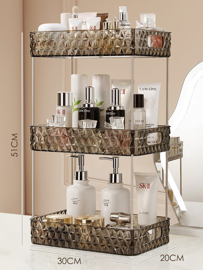 Luxury Bathroom Floor Trolley Storage Rack with Wheels - Multi-Layer Plastic Organizer