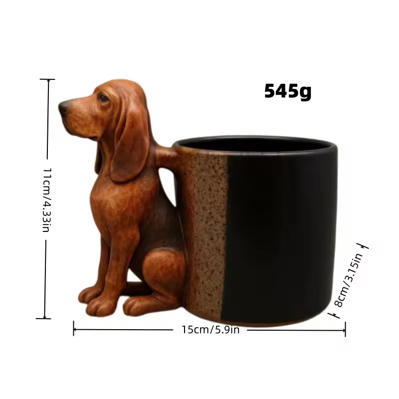 3D Handmade Dachshund Mug - Unique Ceramic Dog Coffee Cup