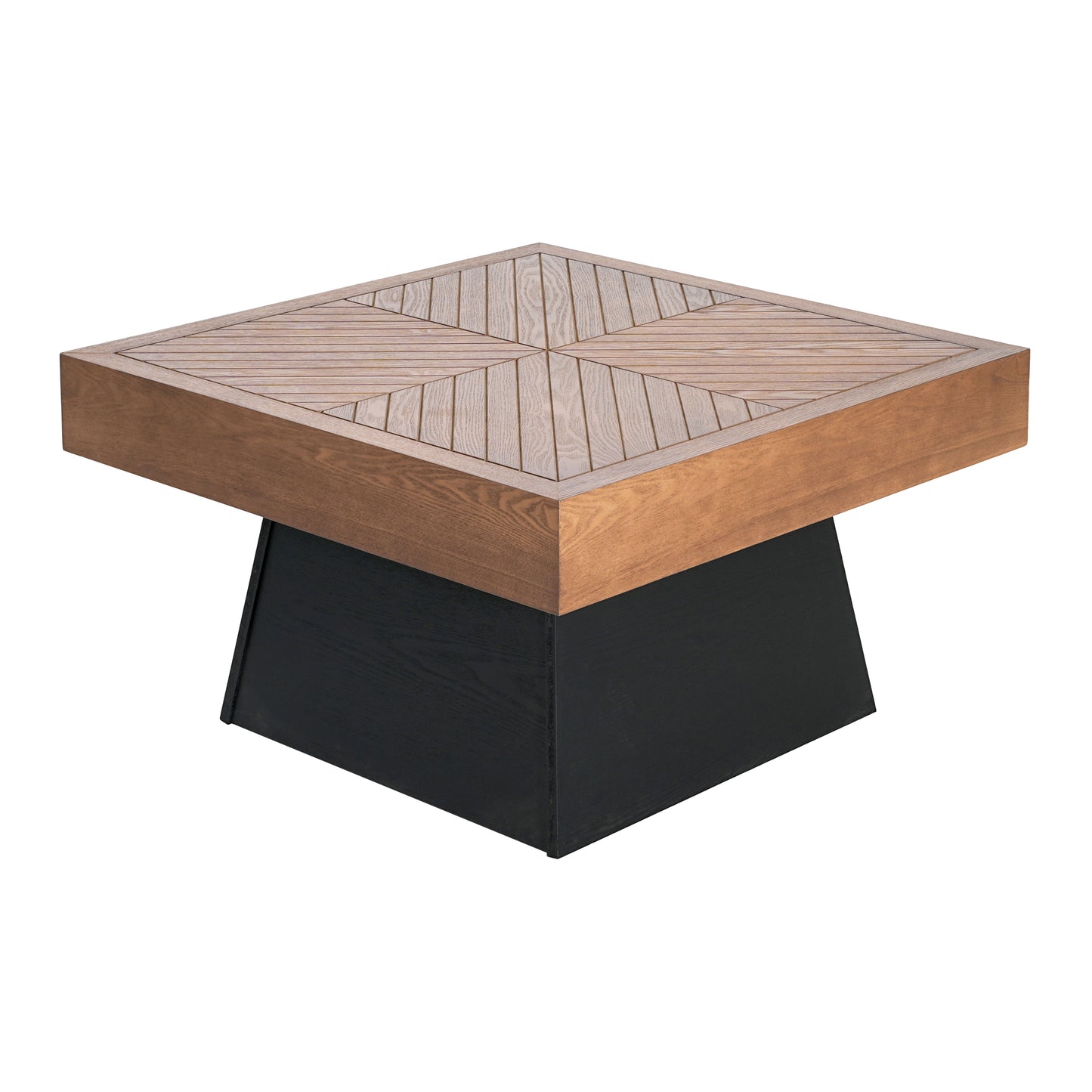 Modern Square Coffee Table - 31.5 Inch, Brown Wood Grain Top & Black Base