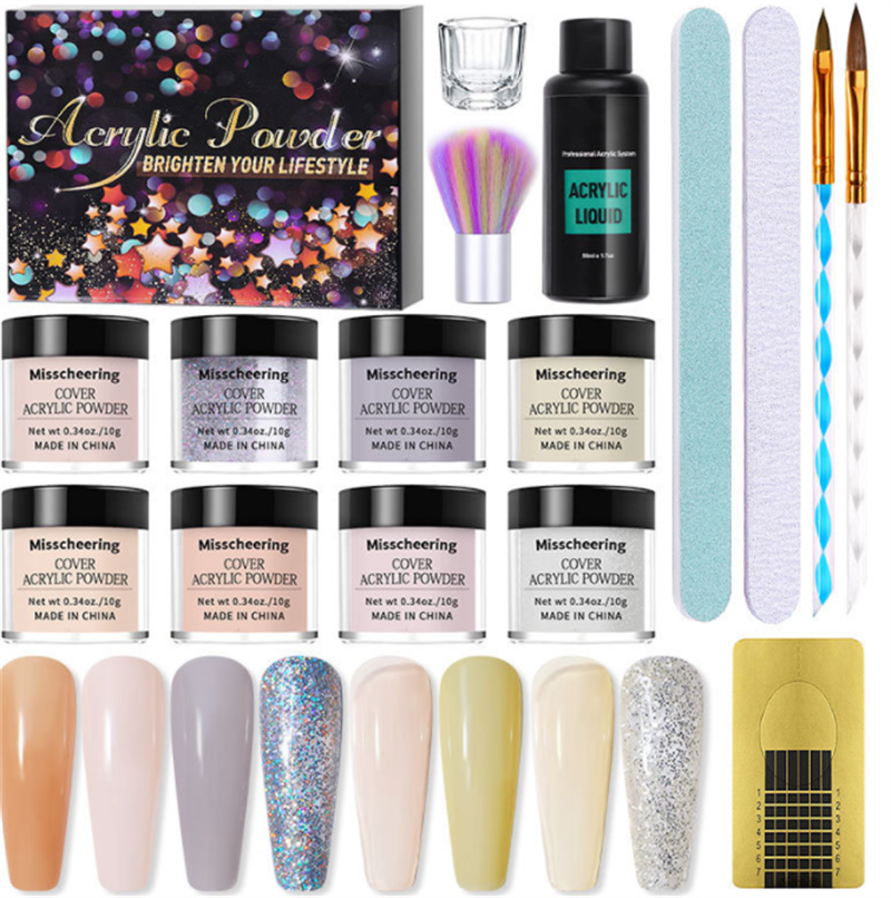 Crystal Nail Extension Powder Set - 6 Colors, 350g