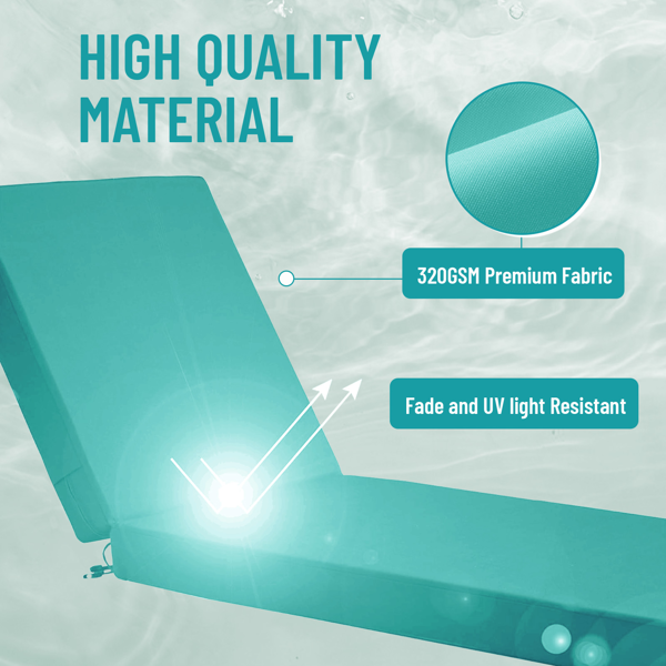 Waterproof Outdoor Chaise Lounge Cushion - 72x21x3 Inches