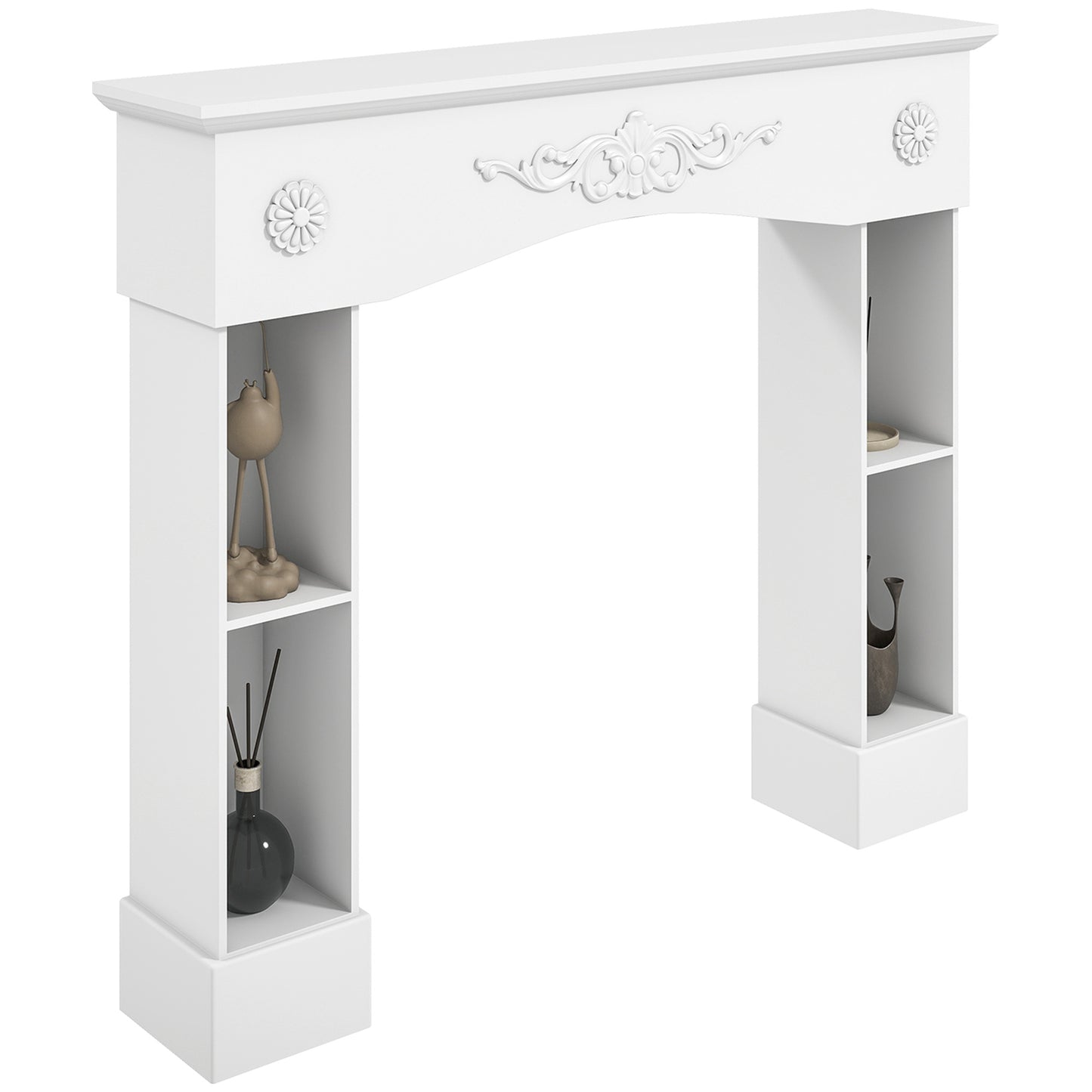 White Fireplace Mantel Surround with Storage for Electric Fireplaces - 45.3" Wide