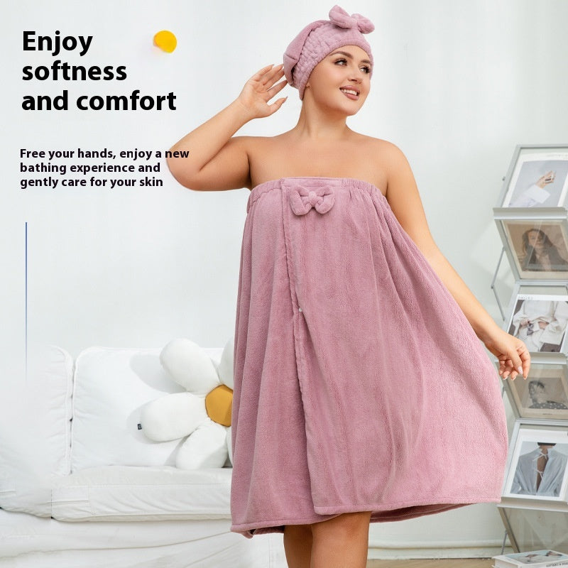 Plus Size Cotton Bathrobe with Hat Set - Absorbent, Comfortable Lounge Wear