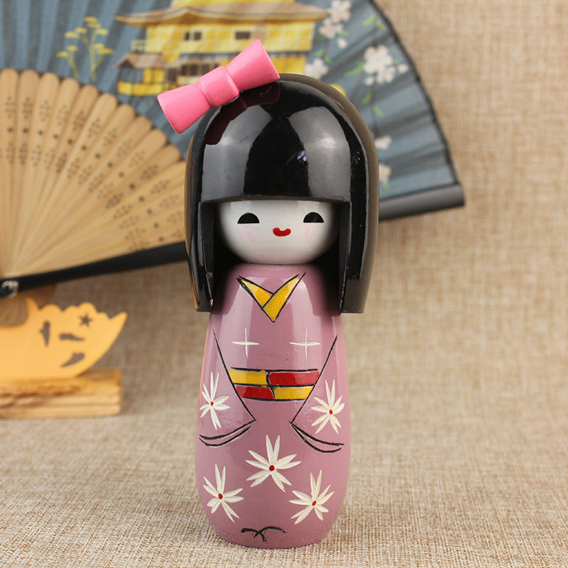 Japanese-Style Kimono Doll for Sushi Restaurant Decor - Handmade Wooden Figurine