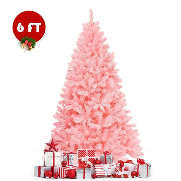 6ft Pink Christmas Tree - 1036 Branch Tips for Festive Ambiance