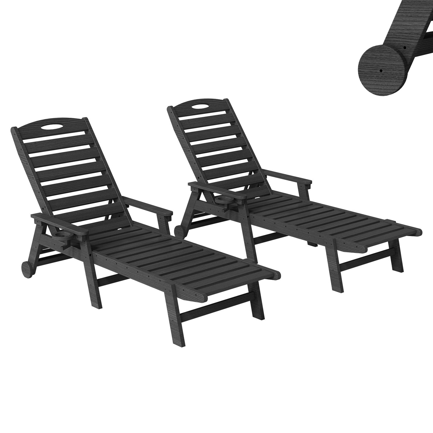 Outdoor Lounge Chairs Set Of 2, HDPE Pool Chaise For Poolside,
