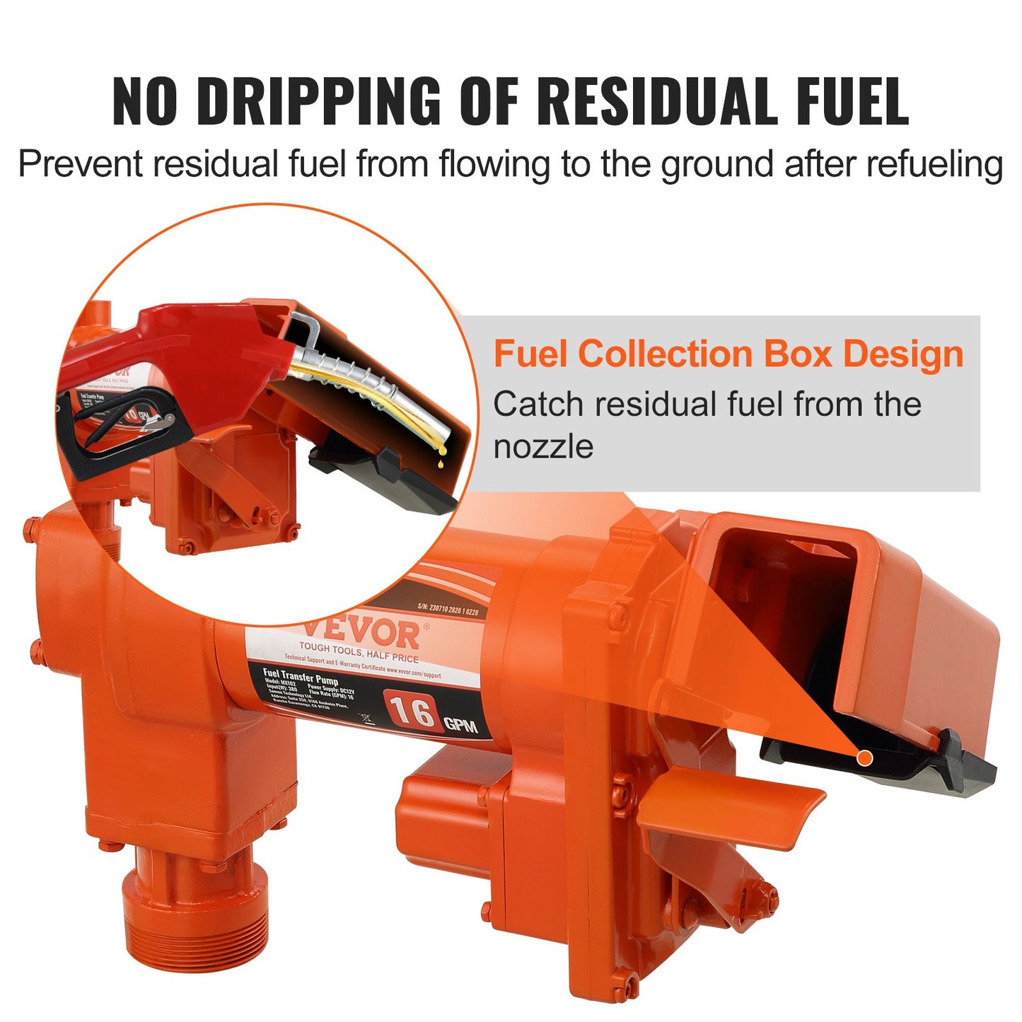 12V DC Fuel Transfer Pump with Automatic Nozzle - 16 GPM Gasoline & Diesel Extractor