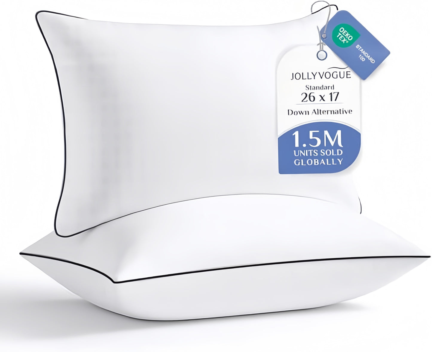 Down Alternative Pillows - Standard Size, Fluffy & Supportive, 2 Pack