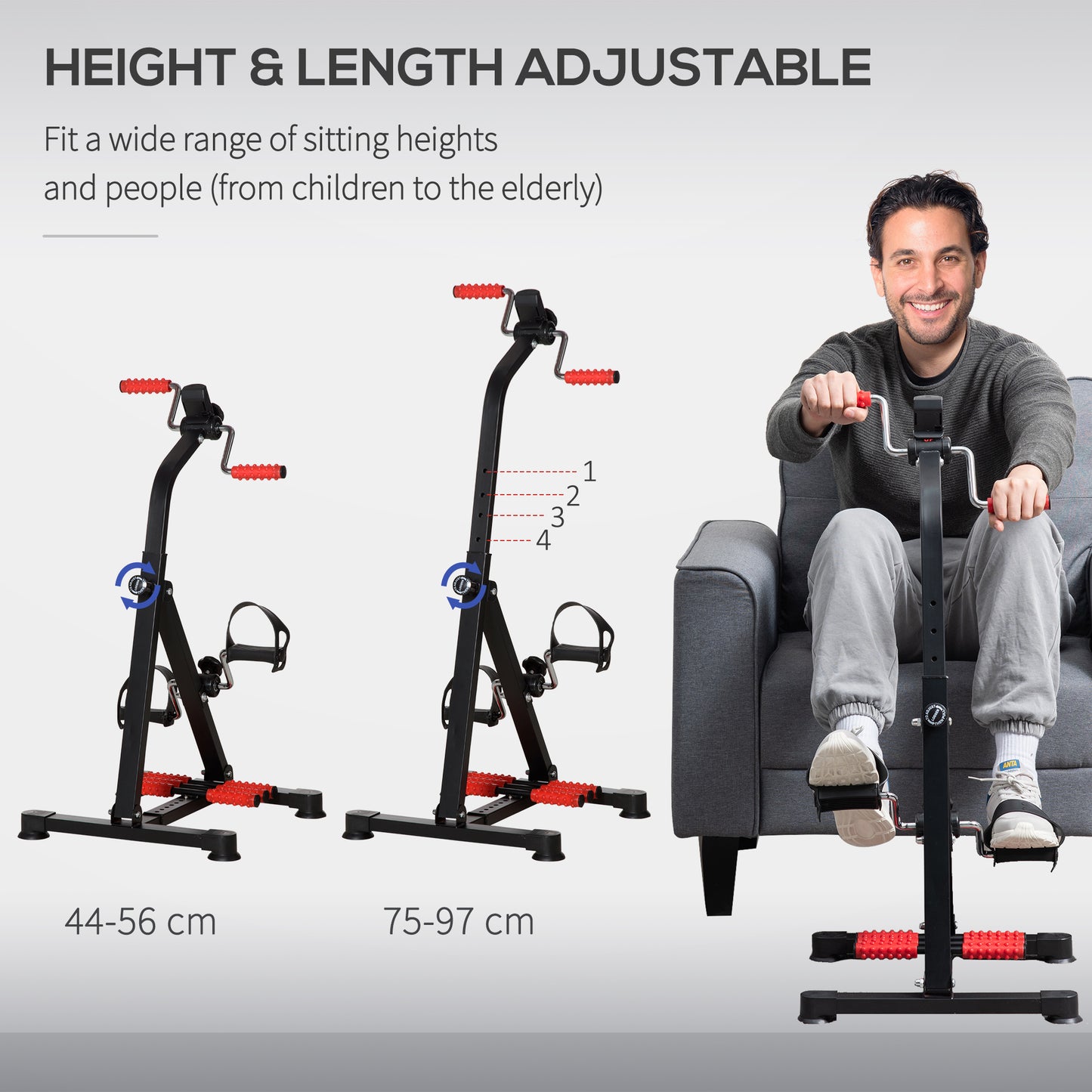 Height-Adjustable Pedal Exerciser with LCD Display & Foot Massage