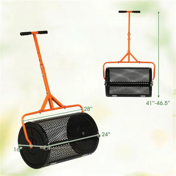 24" Lawn Topdressing Spreader - 2.7 cu. ft Capacity, Adjustable Handle