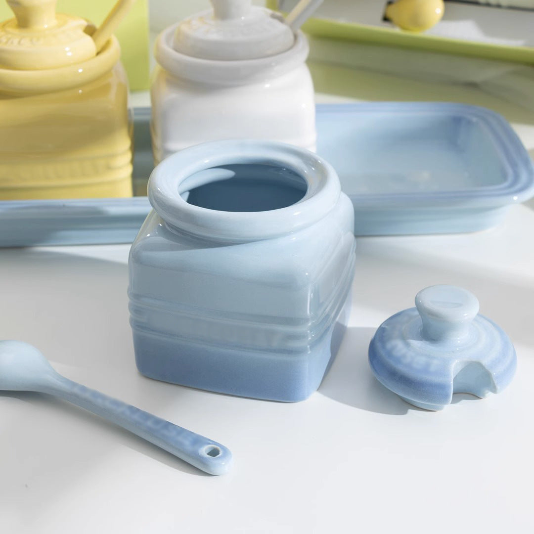 Ceramic Seasoning Jar Set with Spoon - Gift Box Condiment Bottles, Color Options