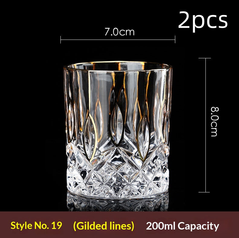 Large Gold-Trimmed Gin Crystal Glass - Vintage Drinkware for Bar & Kitchen