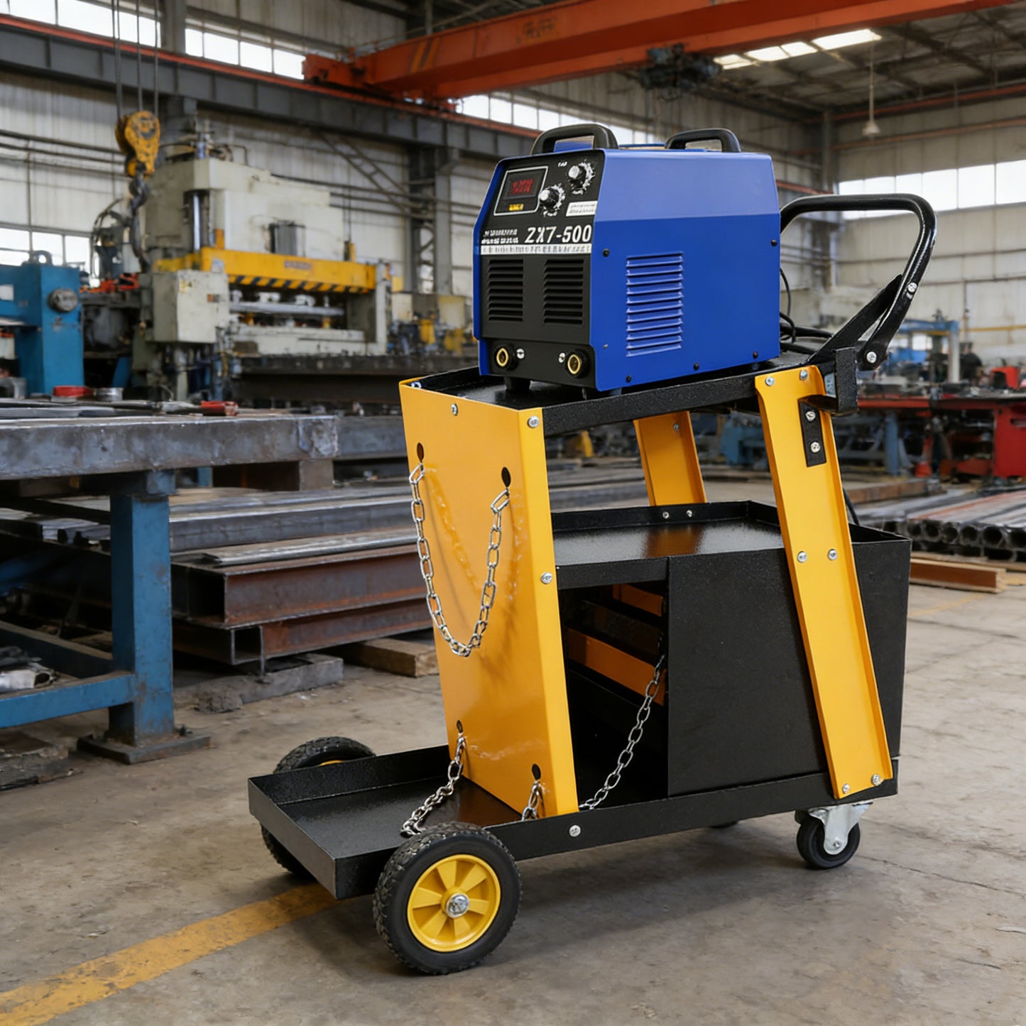 Portable Multi-Function Welder Trolley with 4 Drawers & Safety Chains