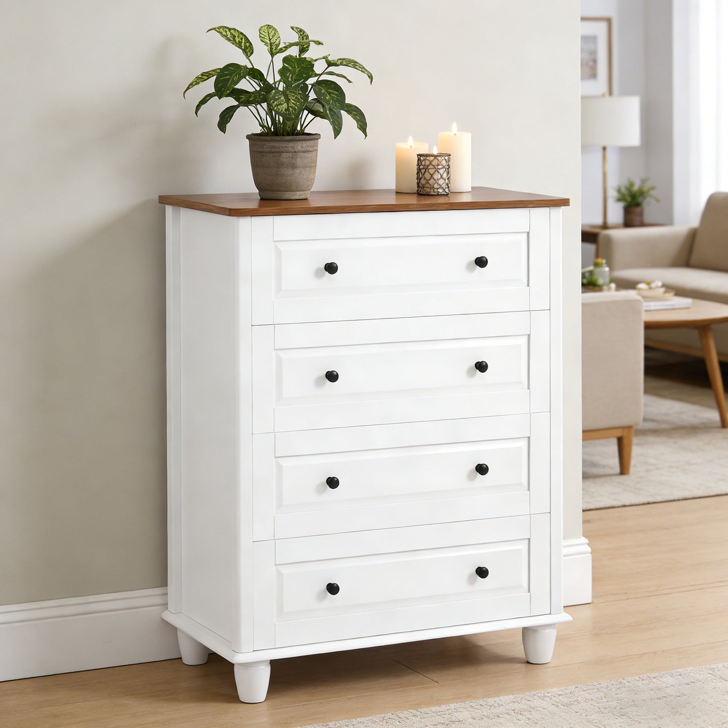 Modern Dresser With 4 Drawers Painting Crafts Cabinet 36.7in Height