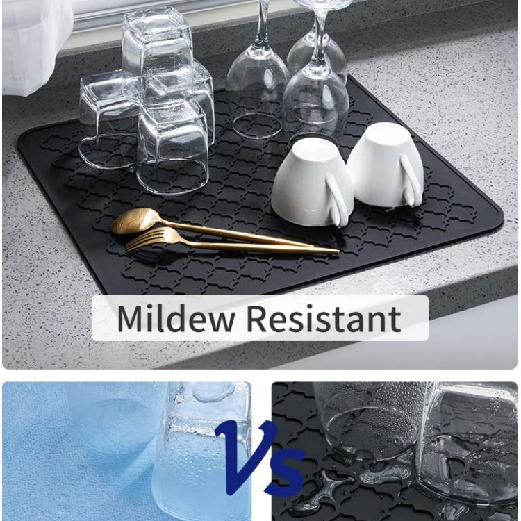 Silicone Dish Drying Mat for Kitchen Counter - Heat Resistant, 12x16 Inches