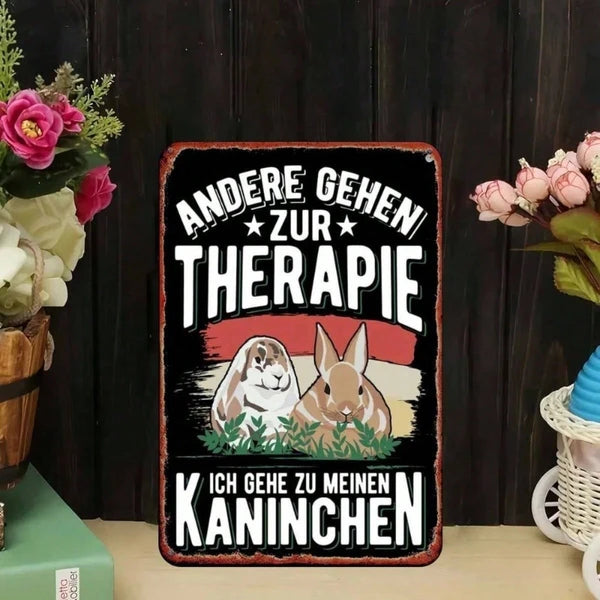 Vintage Rabbit German Slogan Metal Sign - Rustic Wall Art