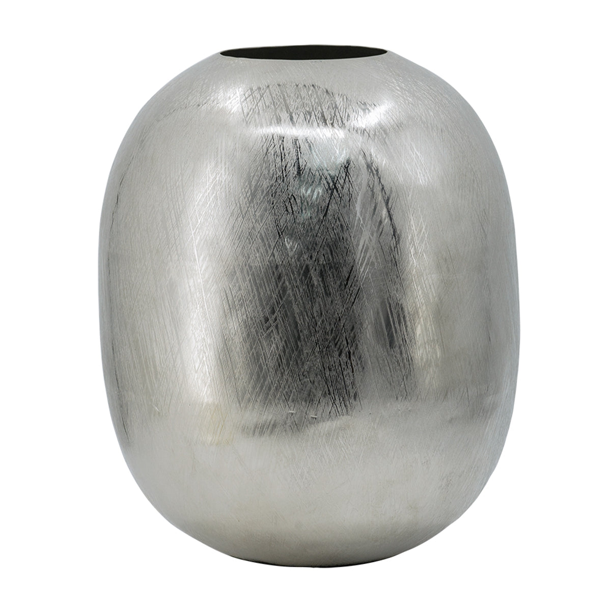 10.5x10.5x13 Aluminum Vase, Silver Streaks