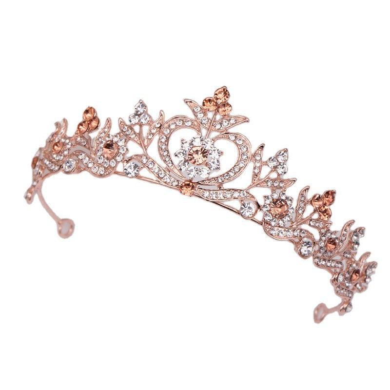 Leaf Diamond Baroque Bridal Crown - Rose Gold