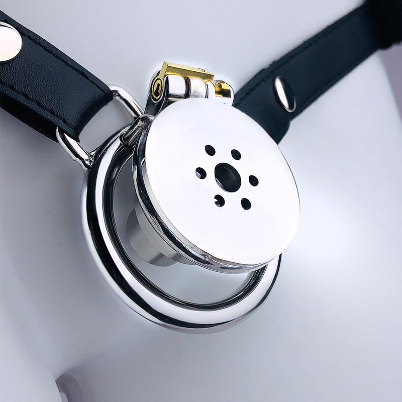 Men's Stainless Steel Chastity Lock with Adjustable Ring & Belt - Multiple Sizes