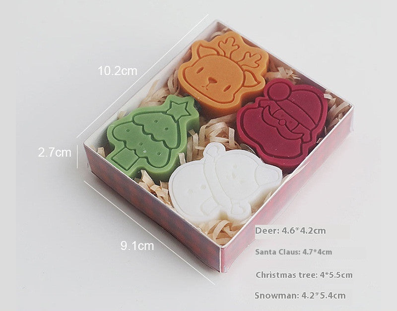 Holiday Scented Candles Set with Snowman & Snowflake Shapes - Freesia Fragrance