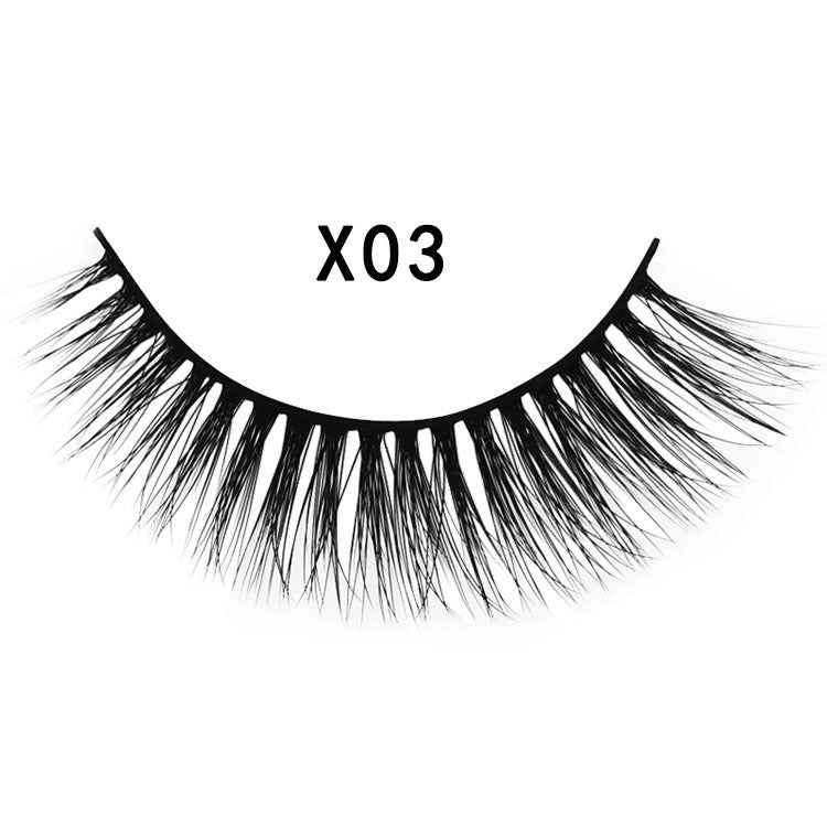 3D Mink Hair False Eyelashes 3 Pairs - Natural Cross Style, Handmade