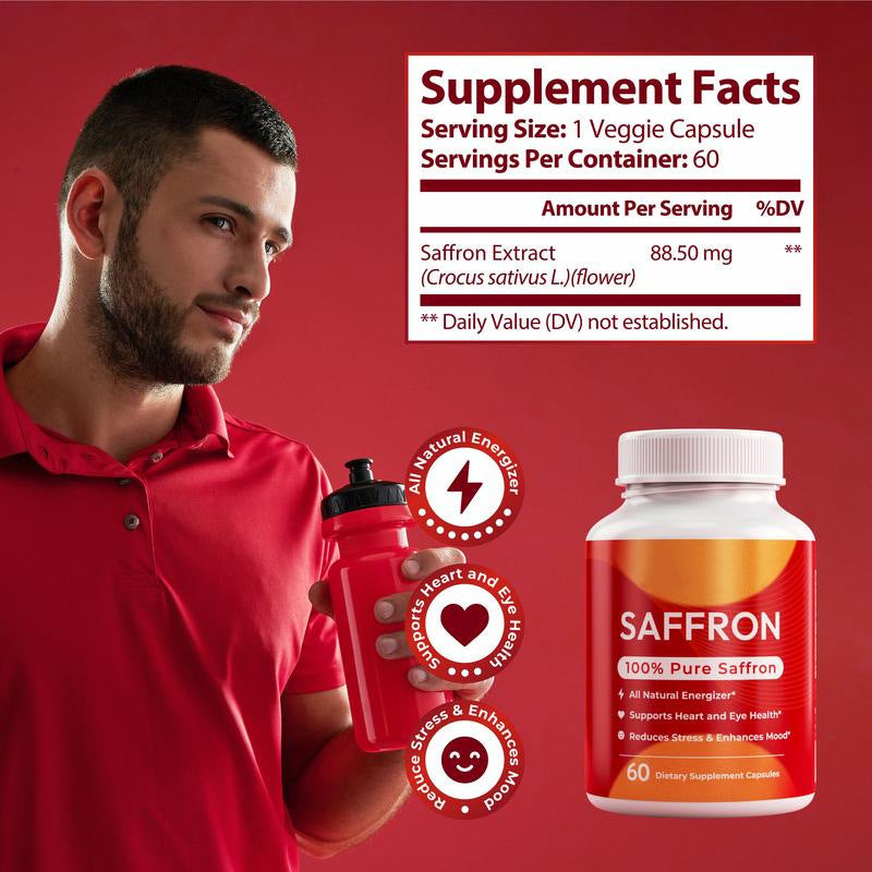 Saffron Capsules Dietary Supplement - 60 Tablets