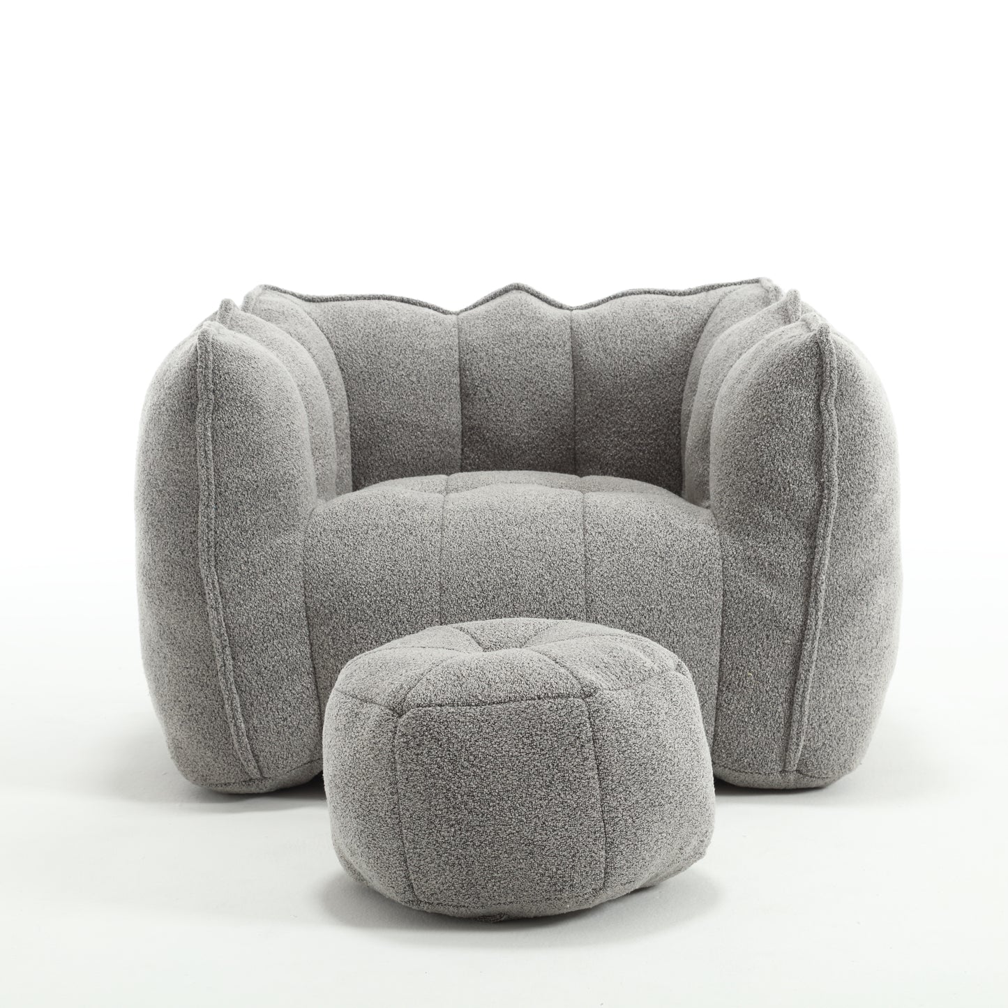 Soft Chenille Bean Bag Chair with Foam - Grey