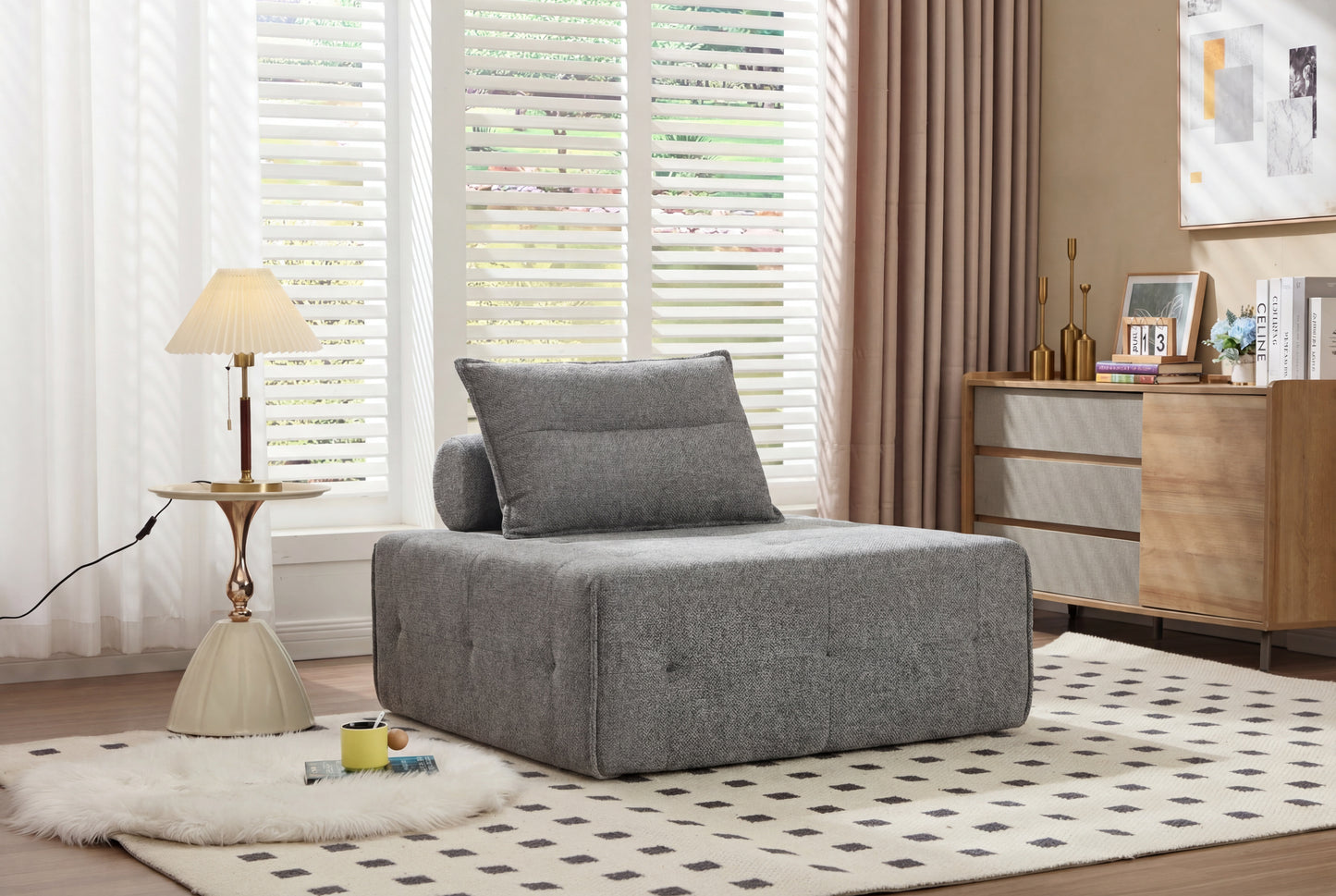 Deep Seat Modular Sectional Sofa with Adjustable Backrest - Grey