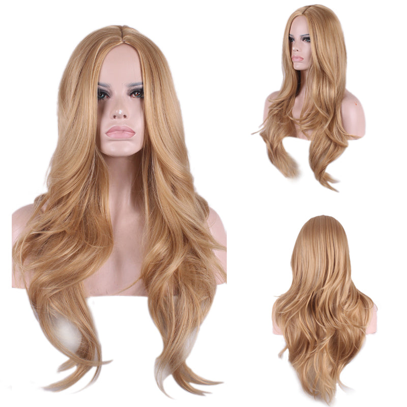 Long Curly Synthetic Wig for Women - High Temperature Wire, Beige