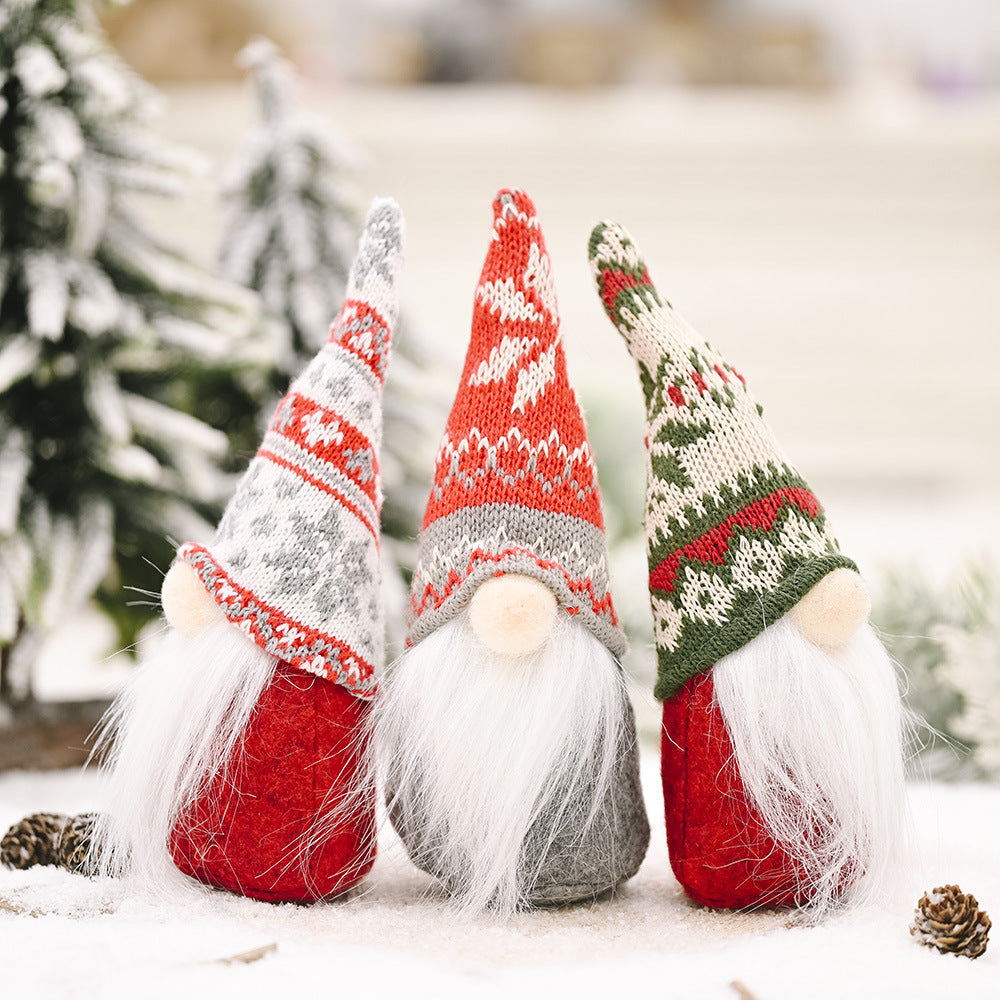 Christmas Forest Elderly Doll Ornament - Holiday Decorative Figurine