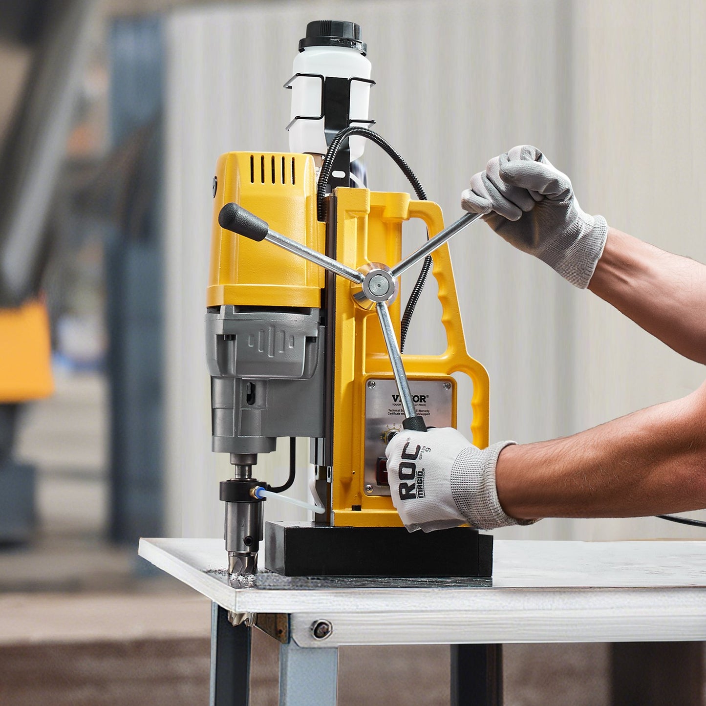 Magnetic Drill Press 1400W 2-Inch Boring Diameter 0-750 RPM Yellow