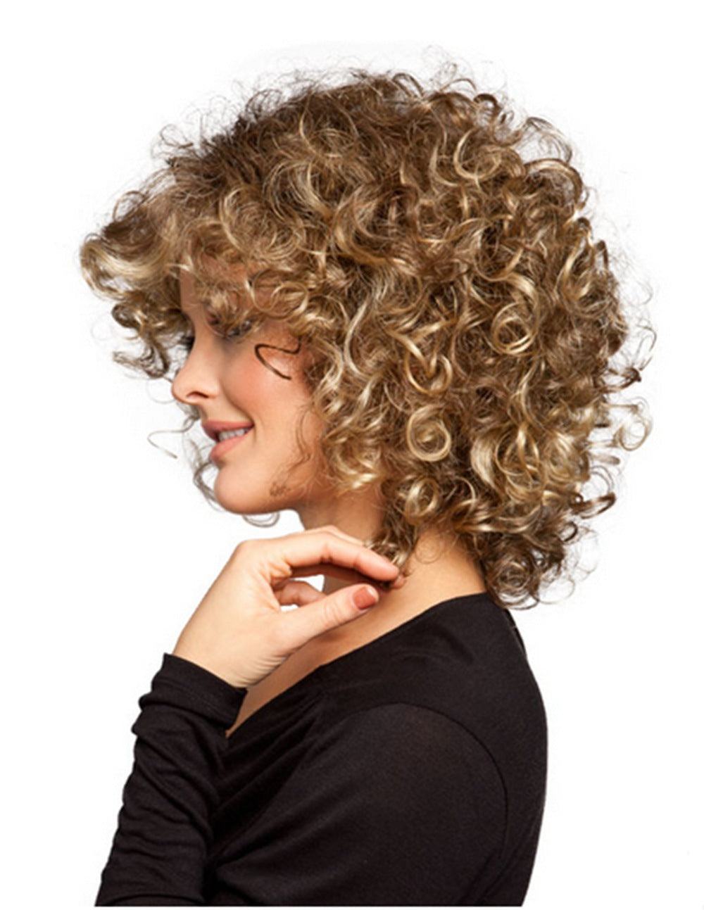 High-Temperature Fiber Fluffy Short Curly Wig - 12 Inch Natural Style