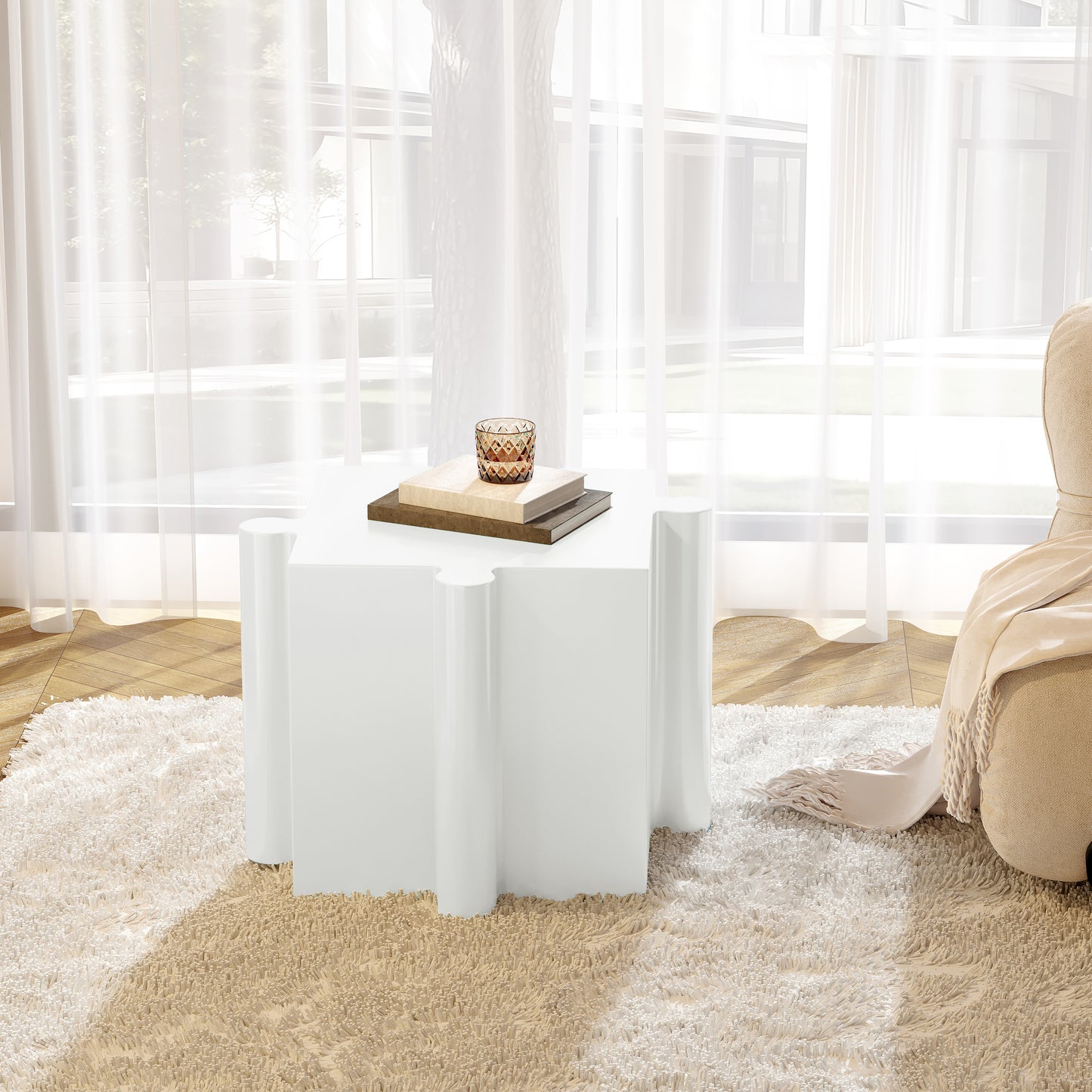 3-Piece Artistic Puzzle Table Set,Modular MGO Side Tables With