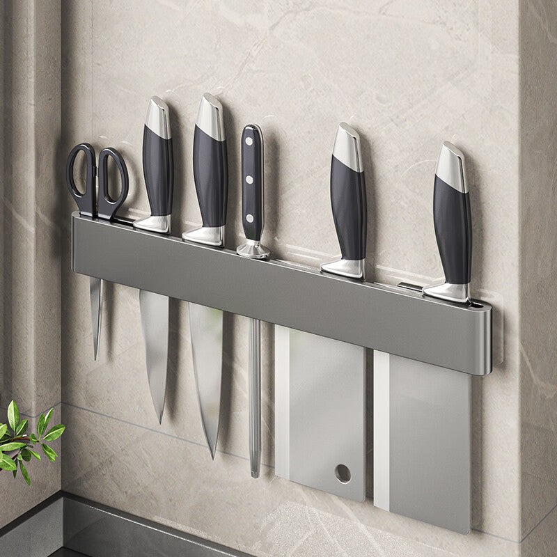 Multi-Functional Wall-Mounted Kitchen Shelf Organizer - Modern Steel Storage Rack