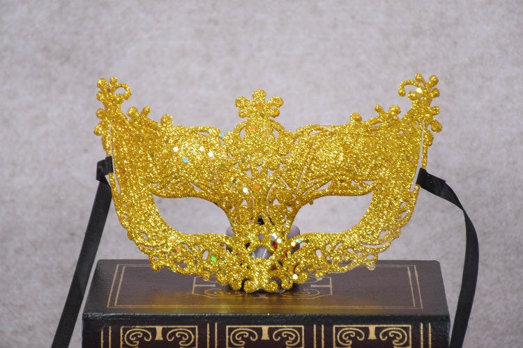 Gold Half Face Mask for Parties and Costumes - Bright Gold, Free Size