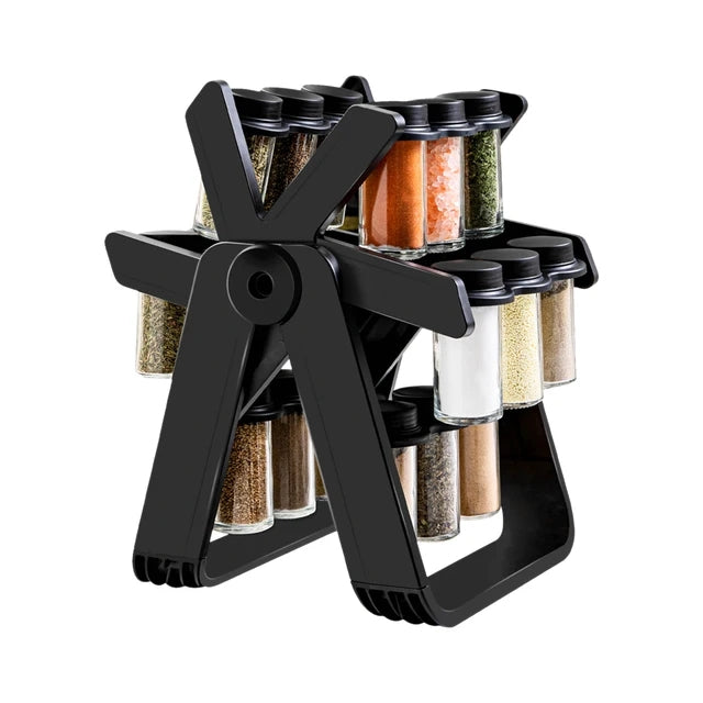 Rotating Kitchen Storage Rack Ferris Wheel Seasoning Organizer No Punching