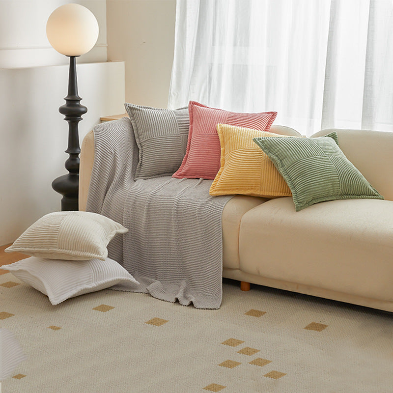 Christmas Cushion Cover Solid Corduroy Stripe Home Decor Pillowcase