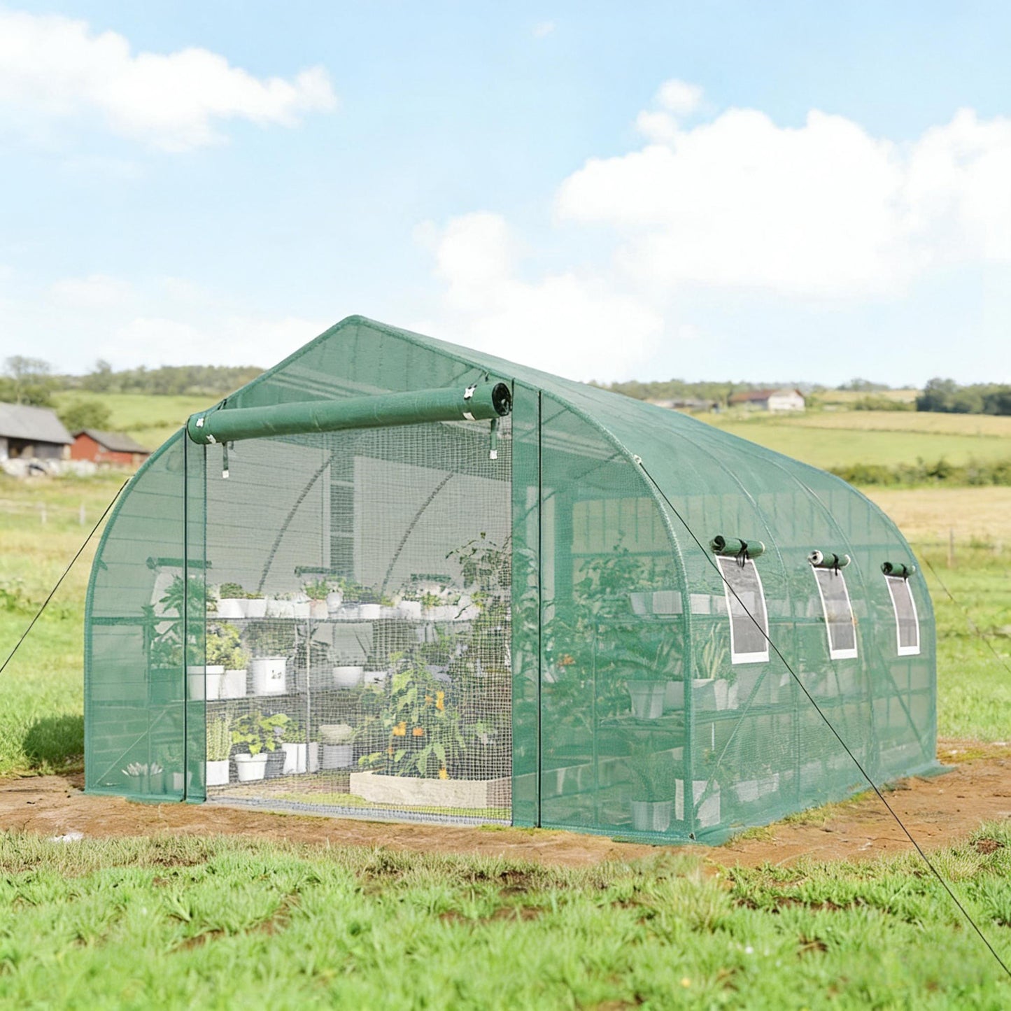 Walk-In Greenhouse with Shelves - Outdoor Plant Hot House