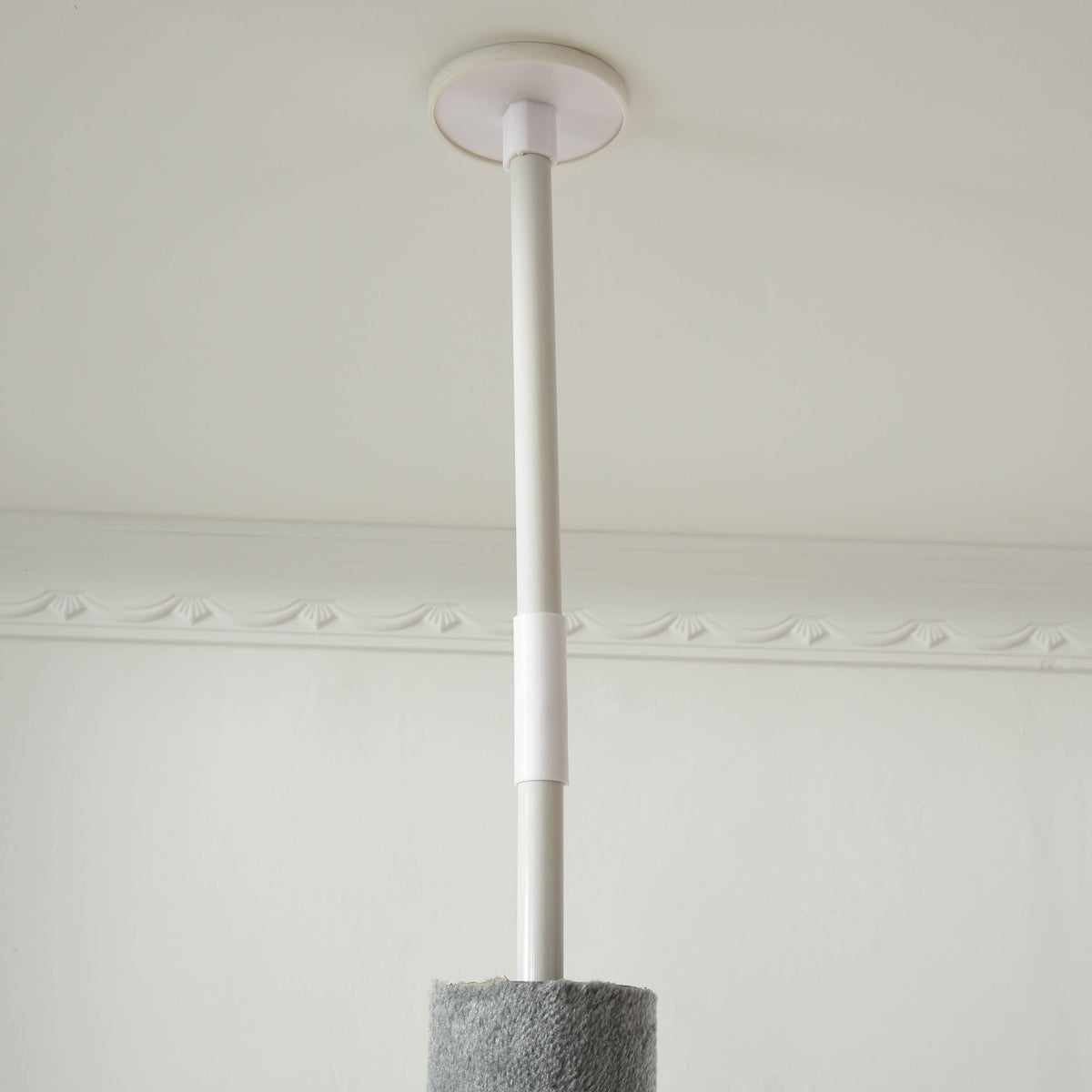Height-Adjustable Floor-to-Ceiling Cat Tree with Scratching Posts & Toys - Light Grey