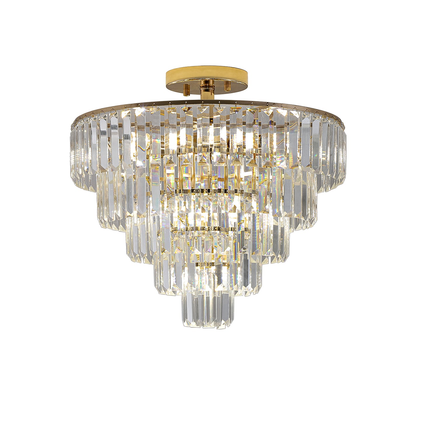 Elegant 5-Tier Gold Crystal Chandelier - Contemporary Ceiling Light Fixture